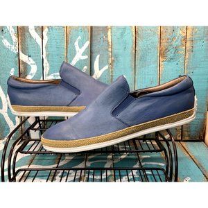 ZANZARA Blue Leather/Woven Band  Slip On Loafer Men's Size 11.5 Casual Comfort